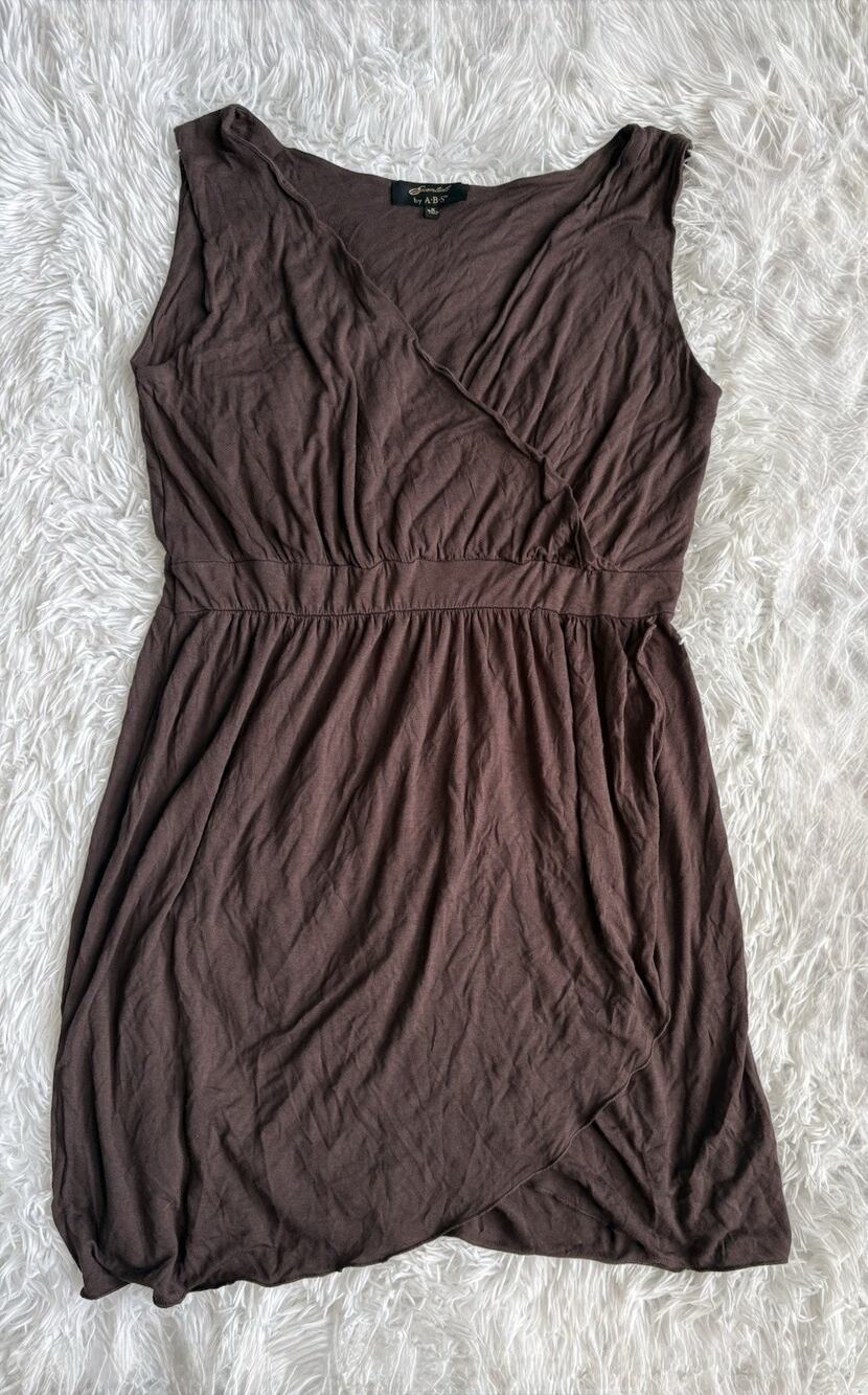 Essentials By A.B.S. M Brown V Neck Dress. Soft, Pretty, Grt. Shape